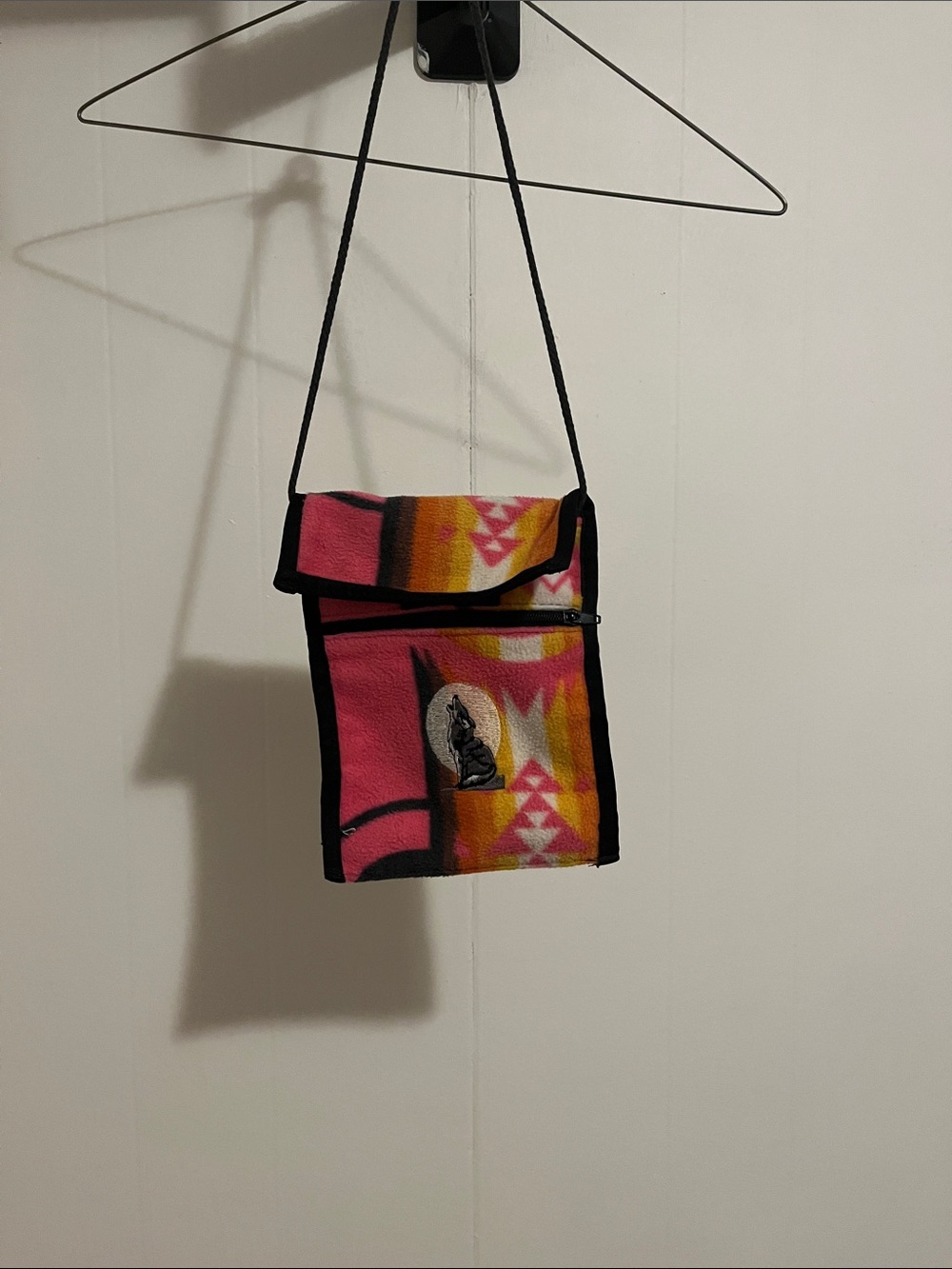 Colorful Pink & Orange Patterned Crossbody Bag